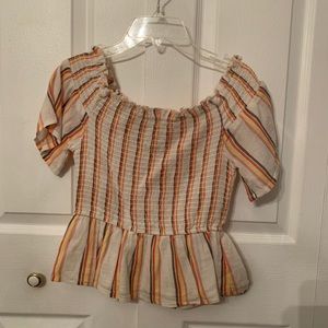 Boutique Off-the-Shoulder Smocked Blouse